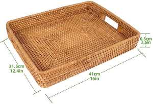 Bandeja de Servir de Ratán de Primera Calidad con Asa, Apta para Cocina, Sala de Estar, Interiores y Exteriores al Precio Más Bajo - Product Image 6