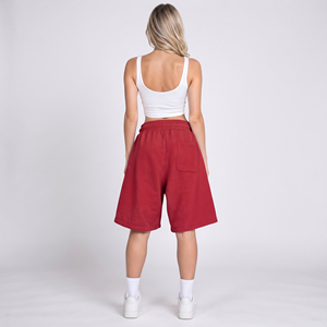 Shorts amples en molleton de coton pour femme, coupe décontractée, avec cordon de serrage à la taille et poches latérales, style oversize, OEM ODM - Product Image 4