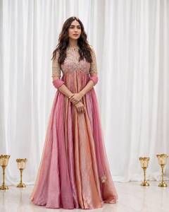 Designer Embroidery And <b>Beds</b> Work Nc Moss Silk Gown With Bottom And Butterfly Net Dupatta Fully Stitched <b>Ready</b> To Wear Set - Product Image 1