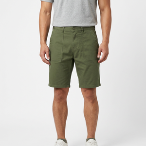Pantalones Cortos Bermuda de Algodón Verde para Hombre, Cintura Media, Cierre de Botones, Color Sólido Informal, Bolsillos, Tejido Transpirable - Product Image 5