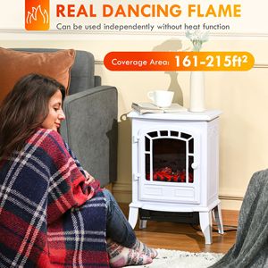 Chimenea Eléctrica Blanca de 750W/1500W, Estufa Independiente con Efecto de Llama Realista y Protección Contra Sobrecalentamiento - Product Image 4