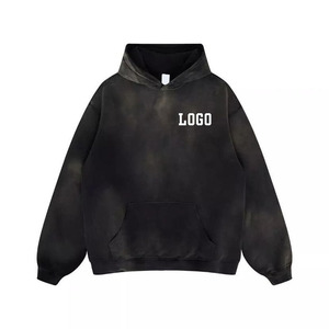 Sudadera con capucha para hombre, estilo vintage, lavado ácido, diseño desgastado, corte holgado, tejido suave, con capucha ajustable y bolsillo canguro. - Product Image 4