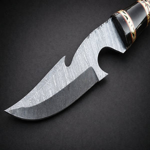 Couteau de chasse artisanal en acier Damas, lame recurve, crochet à viande, manche en corne, fabricant OEM personnalisé - Product Image 2