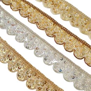 Encaje de Chantilly con Pedrería para Boda, Ribete Estrecho Bordado, Flores de Lentejuelas Doradas y Negras, Organza Nupcial con Cuentas Ecológicas - Product Image 1