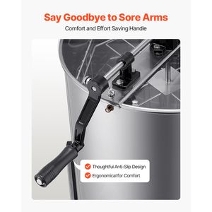 Estrattore di Miele Manuale a 4/8 Telai con Coperchio Trasparente, Tamburo in Acciaio Inossidabile, Ingranaggio Rotante e Funzione di Regolazione Altezza per Fattoria - Product Image 3
