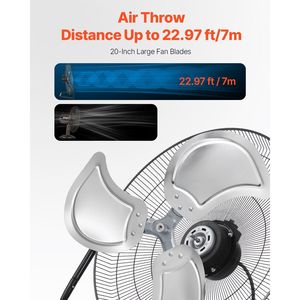 2 Ventilatori Industriali da 20 Pollici ad Alta Velocità, Resistenti, 3 Velocità, 4800 CFM, Regolabili a 360 Gradi - Product Image 4