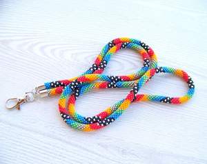 Cordon de cou perlé coloré fait main, porte-clés et porte-badge bohème pour le travail, au meilleur prix - Product Image 6