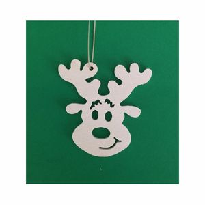 Adorno de Cabeza de Reno de Madera sin Acabado, Decoración Colgante para Árbol de Navidad DIY, Recortes de Madera en Blanco para Manualidades, Recuerdo para Fiestas Navideñas - Product Image 1