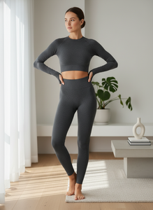 Conjunto de yoga sólido de 2 piezas para mujer: sujetador deportivo y leggings elásticos en cuatro direcciones, ropa deportiva para fitness y gimnasio, perfecto para yoga y entrenamiento. - Product Image 4