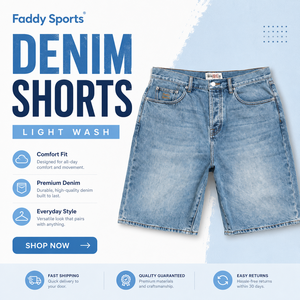 Shorts en jean bleu clair pour homme, coupe ample, style vintage, décontracté, streetwear, jambe droite, en coton, haute qualité - Product Image 5
