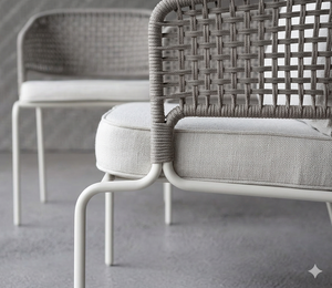 Chaise de salle à manger moderne en corde tressée pour extérieur, fauteuil de luxe en rotin synthétique pour patio et jardin, ensemble de mobilier de loisirs pour hôtel et restaurant - Product Image 4