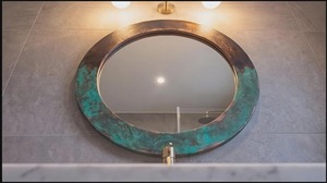 Oxidized Copper Patina <b>Round</b> Handmade Crystal Glass <b>Wall</b> <b>Mirror</b> with 5mm Thickness REHMAN CRAFT - Product Image 2