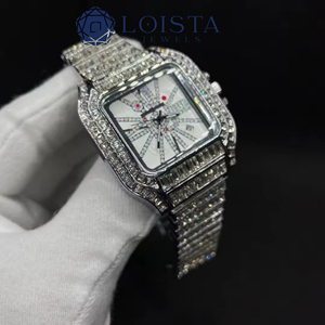 Reloj de Cuarzo Rectangular de Acero Inoxidable con Incrustaciones de Diamantes para Mujer, con Cristal de Zafiro y Cierre Desplegable - Product Image 6