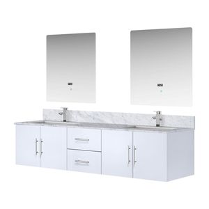 Bianco Lucido 80 Pollici Mobile bagno doppio con lavabo da 22 pollici Piano in Marmo di Carrara 30 Pollici Set di Rubinetti con Specchi LED da 22 Pollici L X 22 Pollici D - Product Image 4