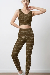 Leggings de yoga taille haute longueur intégrale, motif tribal, en Spandex/Nylon, extensibles dans les quatre sens, taille élastique, respirants, écologiques - Product Image 2