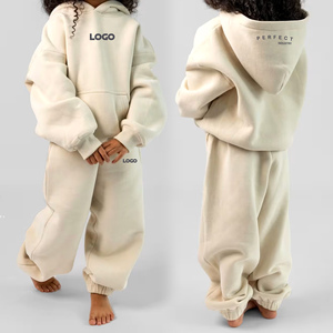 PERFECT INDUSTRY Beige Solid Color Girls Hoodies kids Sweatshirts Custom Premium Quality Winter Oversize 100% Cotton Thick Warm - Product Image 2