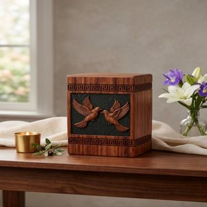 Natural Wood Cremation Urn Carved Birds Design <b>Memorial</b> <b>Keepsake</b> <b>Box</b> for Adult Burial Home Shrine Decorative - Product Image 1
