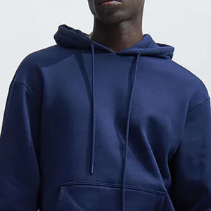 Sweat-shirt à capuche surdimensionné bleu marine de qualité supérieure pour hommes, en coton mélangé doux, avec logo personnalisé, streetwear, essentiel pour l'hiver - Product Image 3