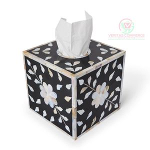 Premium Luxury MOP Inlay Rectangular <b>Tissue</b> Box Cover Botanical <b>Pattern</b> Artisan Shimmering Pearl Decorative Waterproof Durable - Product Image 2