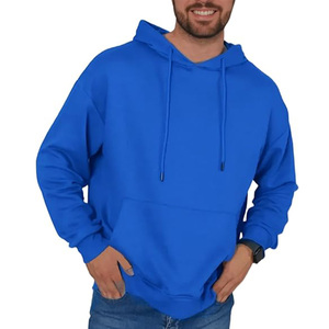 Sweat à capuche pour homme en coton mélangé, couleur unie, avec cordon de serrage - Product Image 3