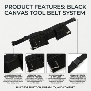 Customizable Heavy Duty Leather Work <b>Tool</b> Belt <b>Bag</b> Multifunctional Builder Carpenter Electrician Pouch With Metal Hammer Holder - Product Image 5