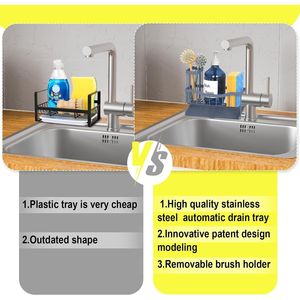 Organizzatore per Lavello in Acciaio Inox con Porta Spugna e Spazzola, Antiruggine, per Organizzazione Cucina - Product Image 6