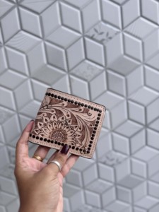 Stylish New Designer Hand Tooled Leather <b>Long</b> Zipper Men's <b>Wallet</b> Hot Sale Fashion Brown Colour Cash Card Holder Gift for Him - Product Image 2