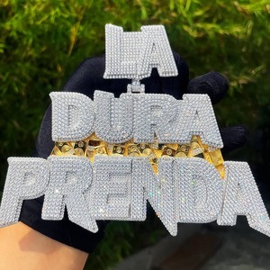 Colgantes de Lujo Chapados en Plata de Ley con Diseño de Letra y Nombre Personalizado para Hombres y Mujeres, Estilo Hip Hop con Diamantes Iced, Ideales para Fiestas - Product Image 4