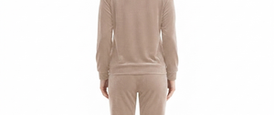 Survêtement beige respirant à capuche pour femme, manches longues, pantalon long avec poches latérales, streetwear décontracté d'hiver - Product Image 6