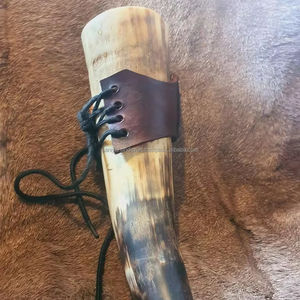 SANIYA HANDICRAFT Corne à boire Viking authentique de qualité supérieure Style animal poli sans danger pour les aliments Artisanat naturel Support en cuir Art - Product Image 6