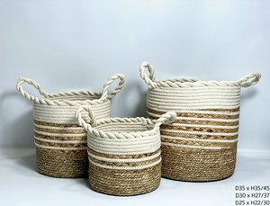 Multi-layer rope laundry <b>basket</b> <b>Foldable</b> Cotton Mix Water Hyacinth Storage <b>Baskets</b> Blanket Storage <b>Basket</b> From Vietnam - Product Image 2
