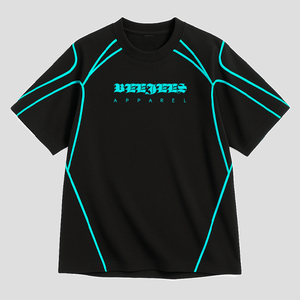 <b>Mens</b> Apparel Black Short Sleeve T-<b>Shirt</b> <b>Red</b> Stitching Sporty Design Quick Dry Jersey Fabric O-Neck Regular Fit - Product Image 5