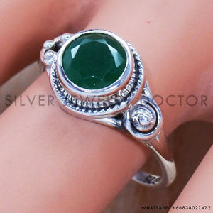 Bagues en argent sterling 925 légères avec onyx vert, petite bague en argent - Product Image 2