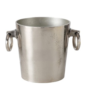 Enfriador de Vino de Aluminio Fundido de Alta Gama con Acabado Plateado, Cubitera para Champán con Asa Circular y Enfriador para Fiestas - Product Image 1