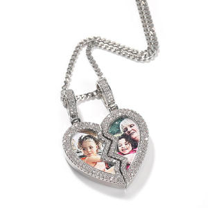 RAMDUT IMPEX Silver Lab Grown Diamond Sunburst <b>Memory</b> Pendant Custom Photo Necklace Marquise Petal Charm Gold Plated IGI - Product Image 1