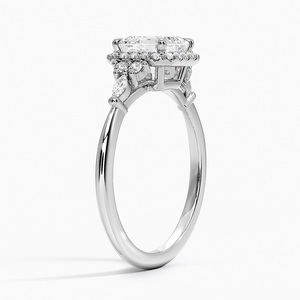 Bague BOJ 056 en argent 925, coupe Asscher, avec halo de diamants Nadia, moissanite 2 carats couleur D VVS1 certifiée GRA, bague de mariage à prix réduit - Product Image 2