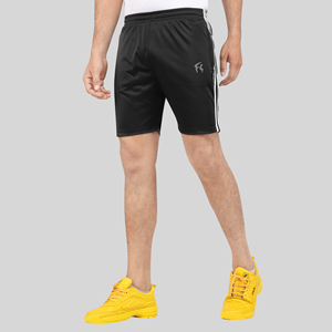 Shorts de sport pour homme noirs, séchage rapide, taille mi-haute élastique, avec poche latérale, polyester/coton - Product Image 6