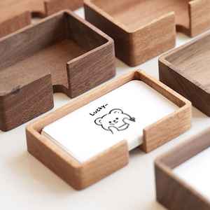 Bulk Wooden Business Card Holder | <b>Solid</b> <b>Wood</b> <b>Desk</b> Card Stand | Office - Product Image 2
