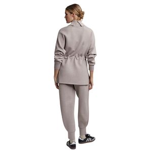 Sudadera deportiva informal de invierno para mujer, holgada, con ajuste en la cintura, transpirable, para gimnasio, de manga larga, con pedrería lavada - Product Image 2