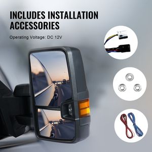 Coppia Set segnale di alimentazione riscaldata luce di guida manuale telescopica pieghevole riscaldamento sbrinamento specchietti neri traino per Chevrolet - Product Image 6