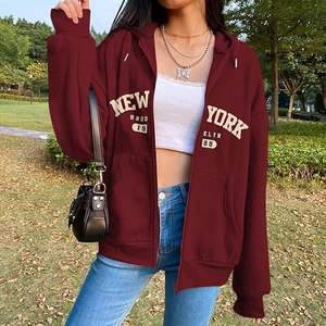 Nouvel Arrivage – Sweat à Capuche Zippé Confortable pour Femme, 100% Coton, Manches Longues, Col Rond, Épaules Tombantes, Imprimé Coloré – Meilleur Prix - Product Image 3