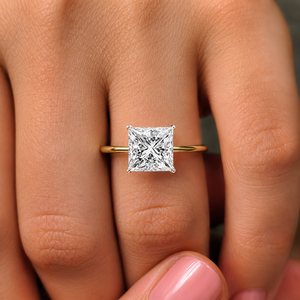 Bagues de fiançailles Solitaire avec halo caché, diamant de laboratoire taille princesse certifié IGI, or 14K 18K, usine de bijoux personnalisés OEM ODM - Product Image 2