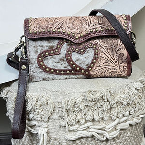 Bolso Bandolera de Cuero Vacuno de Alta Calidad, Estilo Occidental, Hecho a Mano, con Bolso de Mano a Juego, Juego de 2 Piezas - Product Image 6