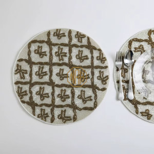 Napperon rond perlé motif sapin de Noël vert pour dîner de Noël, table de fête et décoration intérieure - Product Image 4