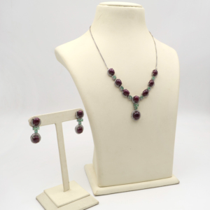 Charming <b>Ruby</b> Oval <b>Necklace</b> And Earring Set Elegant Womens Gemstone Fashion Jewelry Perfect Collection - Product Image 4