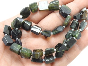 Cuentas Facetadas de Turmalina Verde Semipreciosa de 16 Pulgadas, 5-15 mm de Largo, Naturales, Multicolores, Certificadas por Terceros, Orificio de 0.35 mm - Product Image 3