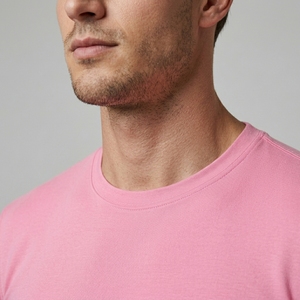 T-shirt de sport moulant rose à manches longues pour homme, col rond, tricoté, avec logo avant, respirant, en polyester, couleur unie - Product Image 4