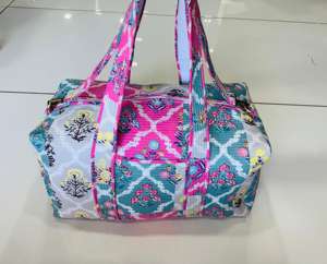 Bolsa de Viaje de Lujo 2026, Rosa, de Algodón Acolchado, Diseño de Patchwork Hecho a Mano, Bolsa de Playa Pequeña para Mujer - Product Image 1