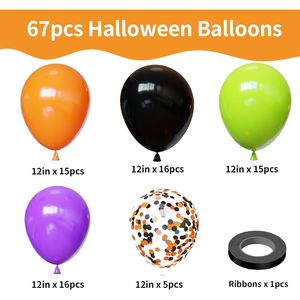67 Palloncini in Lattice da 12 Pollici Neri, Arancioni, Viola e Verdi per Decorazioni di Compleanno e Halloween - Product Image 2