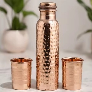 Modern Hand-made <b>Copper</b> Water Bottles Double Wall Leak Proof Dishwasher Safe <b>Screw</b>-On Cap Letter Print Logo Designs Unisex Gift - Product Image 1
